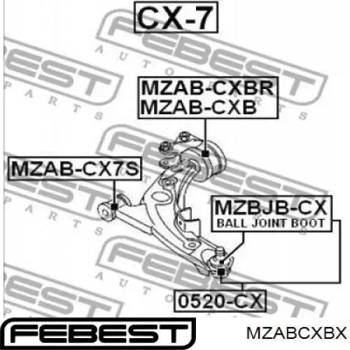 Сайлентблок переднего нижнего рычага Febest MZABCXBX