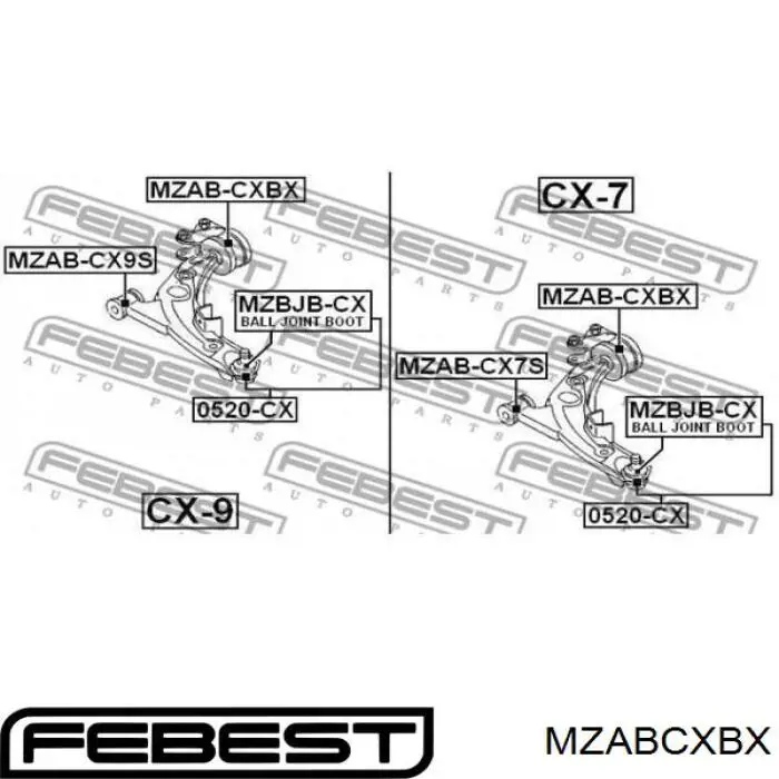 Купить MZABCXBX Febest Сайлентблок нижний передней подвески