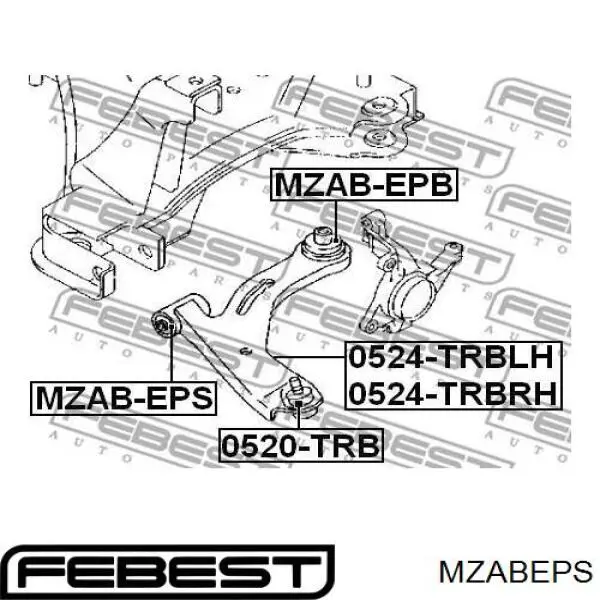 Купить MZABEPS Febest Сайлентблок нижний передней подвески