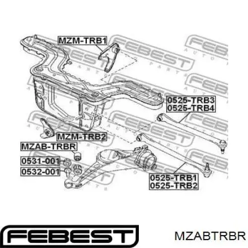 Сайлентблок заднего рычага, передний Febest MZABTRBR