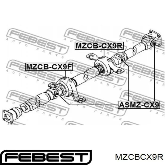 Купить MZCBCX9R Febest Подвесной подшипник карданного вала задний