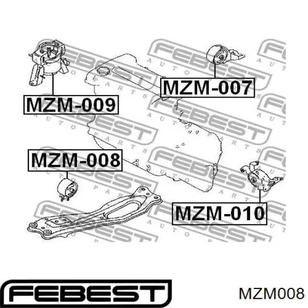 MZM008 Febest подушка (опора двигателя передняя)