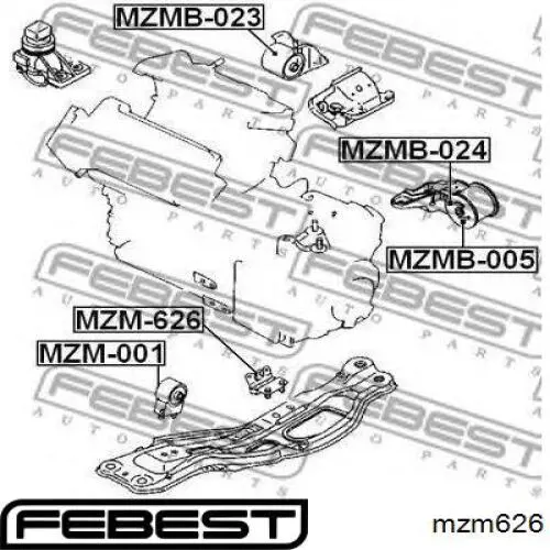 Подушка (опора) двигателя нижняя Febest MZM626