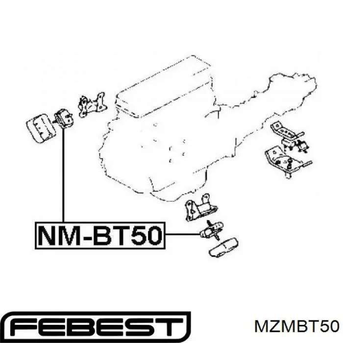 MZMBT50 Febest coxim (suporte esquerdo/direito de motor)