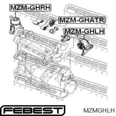 Левая подушка двигателя MZMGHLH Febest