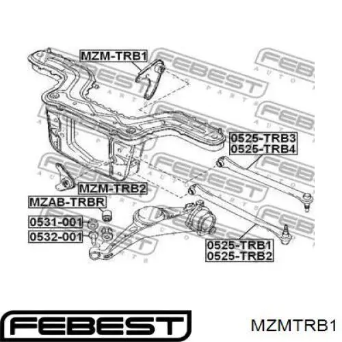MZMTRB1 Febest сайлентблок (подушка редуктора заднего моста задний)