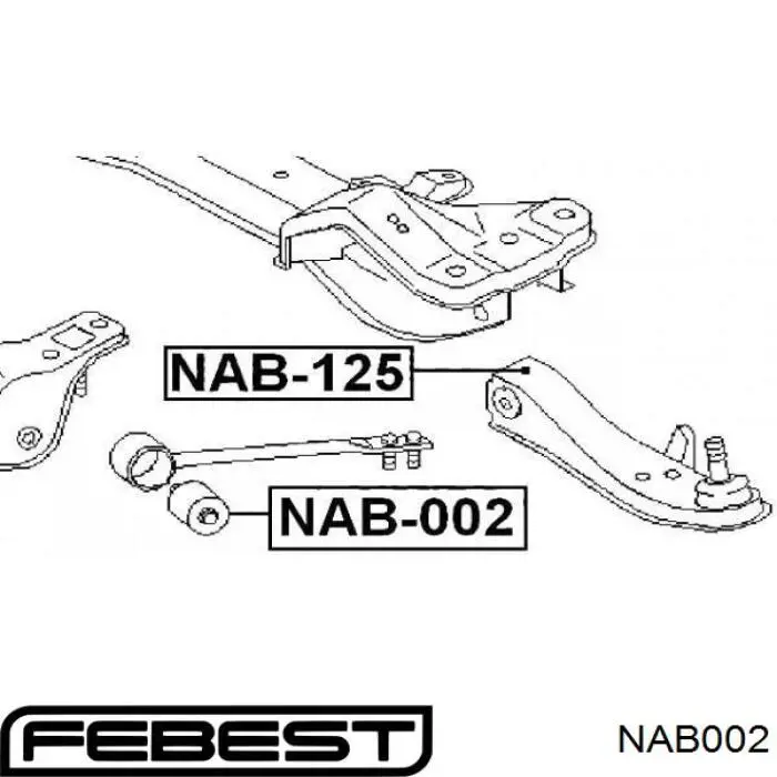 Сайлентблок растяжки переднего нижнего рычага Febest NAB002