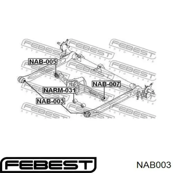 Купить NAB003 Febest Сайлентблок задней балки