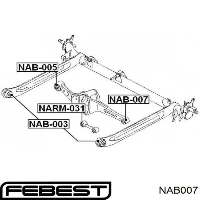 Сайлентблок поперечного заднего рычага Febest NAB007