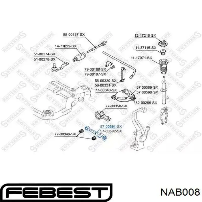 NAB008 Febest Сайлентблок нижнего переднего рычага
