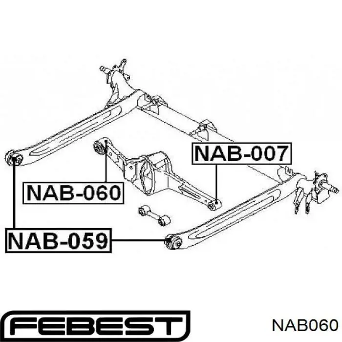 Сайлентблок заднего поперечного рычага NAB060 Febest