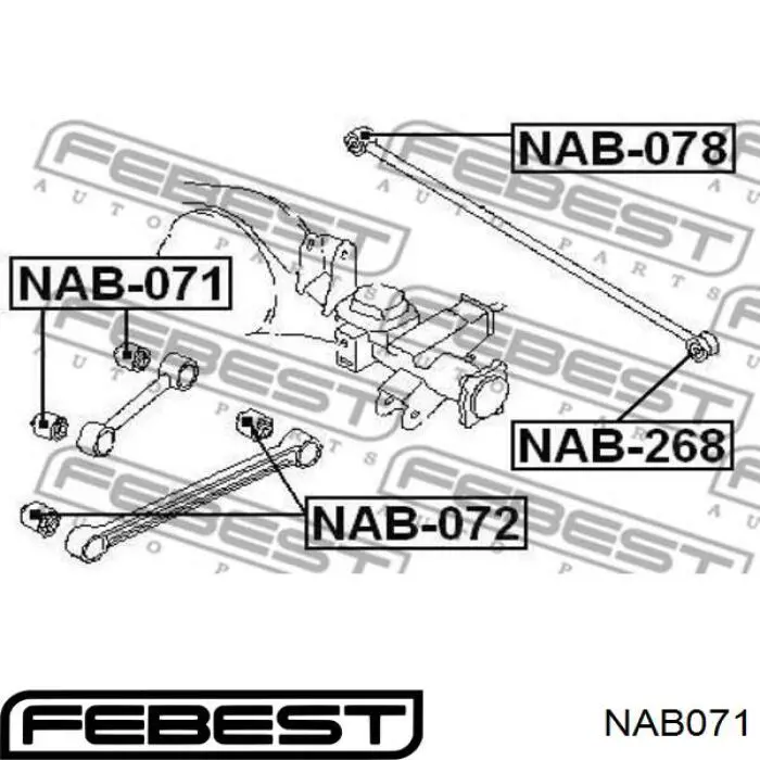 Купить NAB071 Febest Сайлентблок заднего продольного верхнего рычага