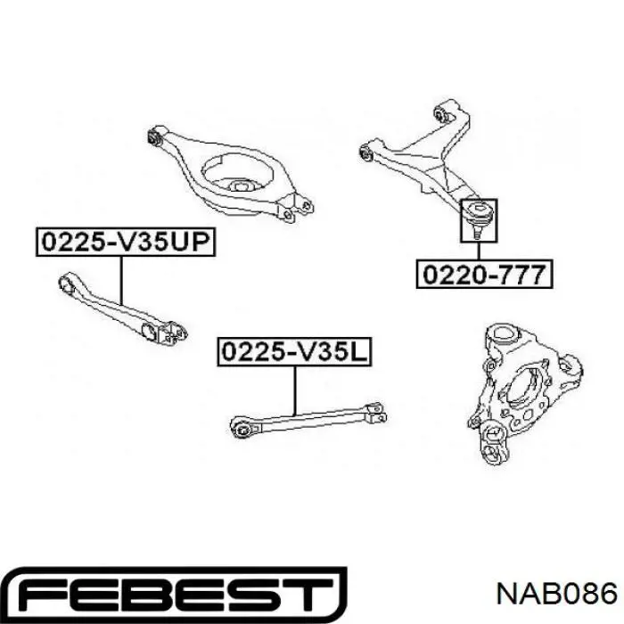 NAB086 Febest Сайлентблоки продольных рычагов передней подвески