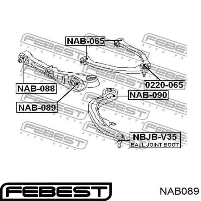 Сайлентблок нижнего переднего рычага  FEBEST NAB089