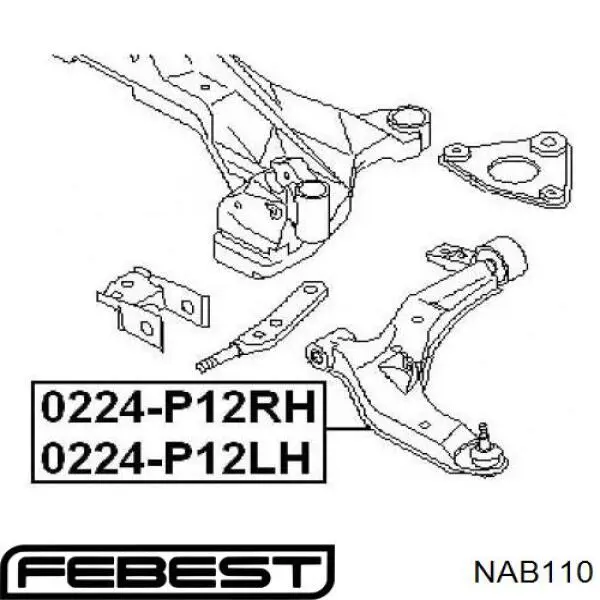 NAB110 Febest Сайлентблок нижнего переднего рычага