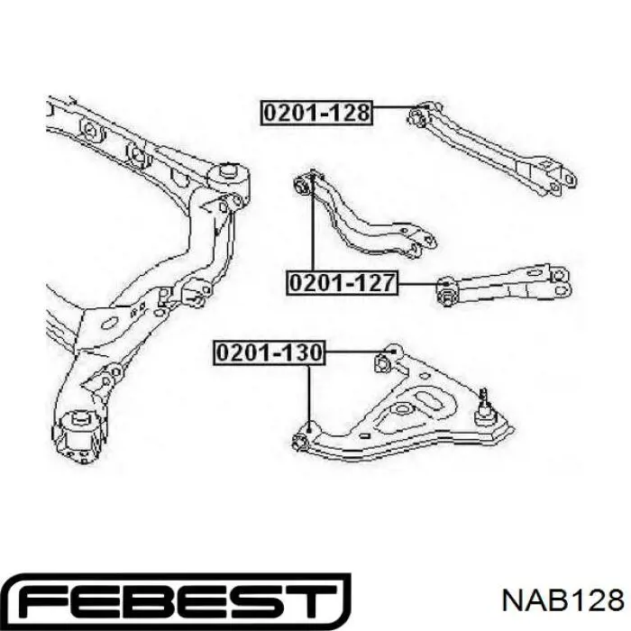 Сайлентблок внутренний заднего поперечного рычага Febest NAB128