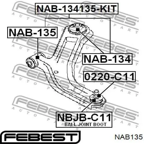 Купить NAB135 Febest Сайлентблок нижний передней подвески