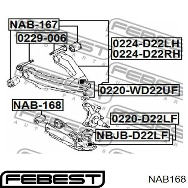Сайлентблок передней подвески Febest NAB168 цена, от 11.13 USD