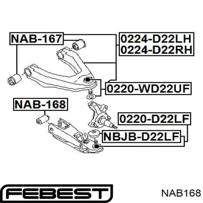 Сайлентблок переднего рычага NAB168 Febest