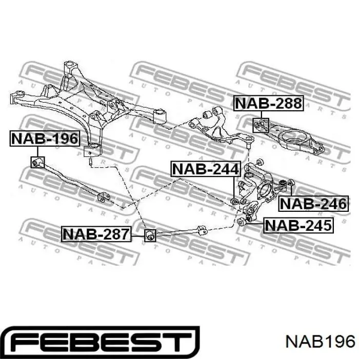NAB196 Febest Сайлентблок заднего поперечного рычага, внутренний