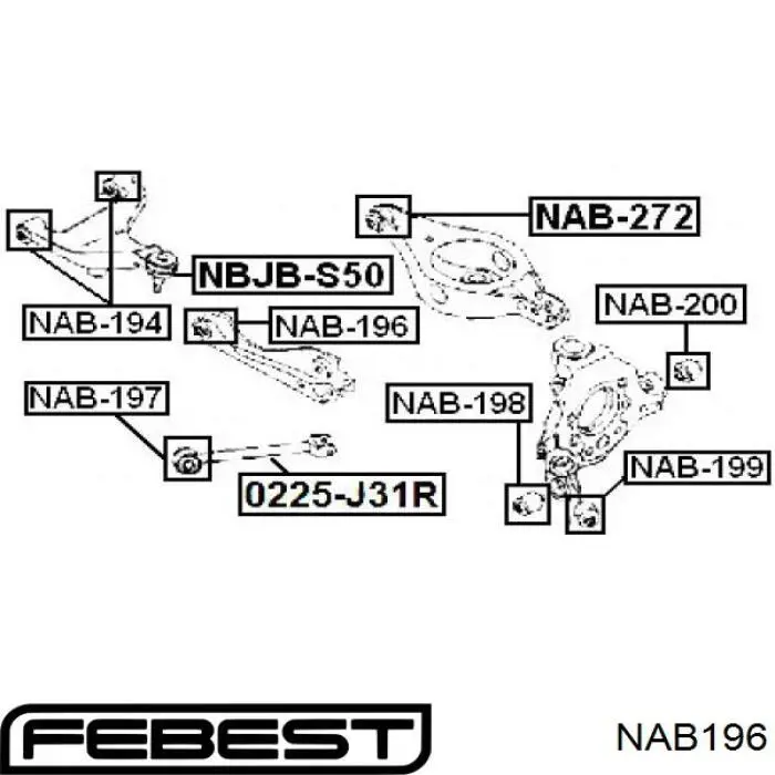 Купить NAB196 Febest Сайлентблок заднего поперечного рычага внутренний