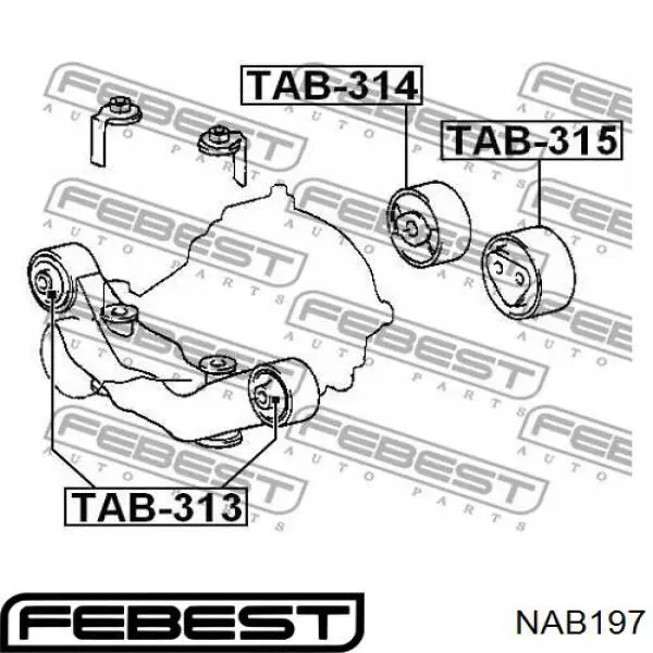 Сайлентблок заднего продольного рычага передний NAB197 Febest