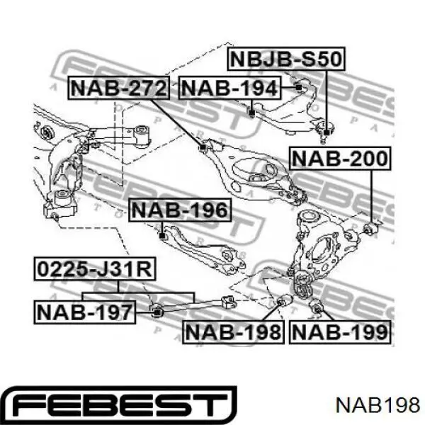 Купить NAB198 Febest Сайлентблок цапфы задней