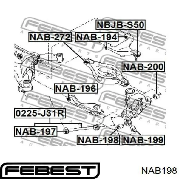 Сайлентблок цапфы задней NAB198 Febest