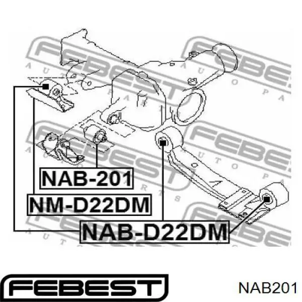 Сайлентблок (подушка) редуктора переднего моста передний NAB201 Febest