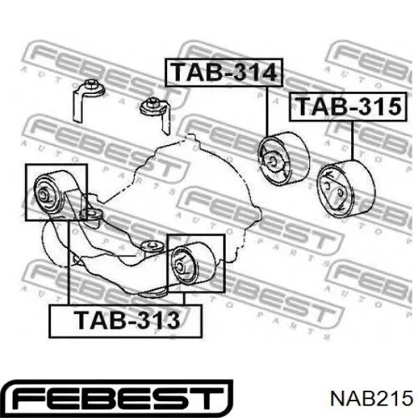 Сайлентблок заднего поперечного рычага NAB215 Febest