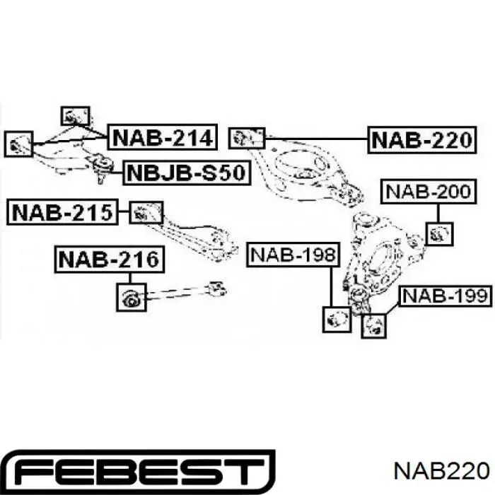 Купить NAB220 Febest Сайлентблок заднего нижнего рычага