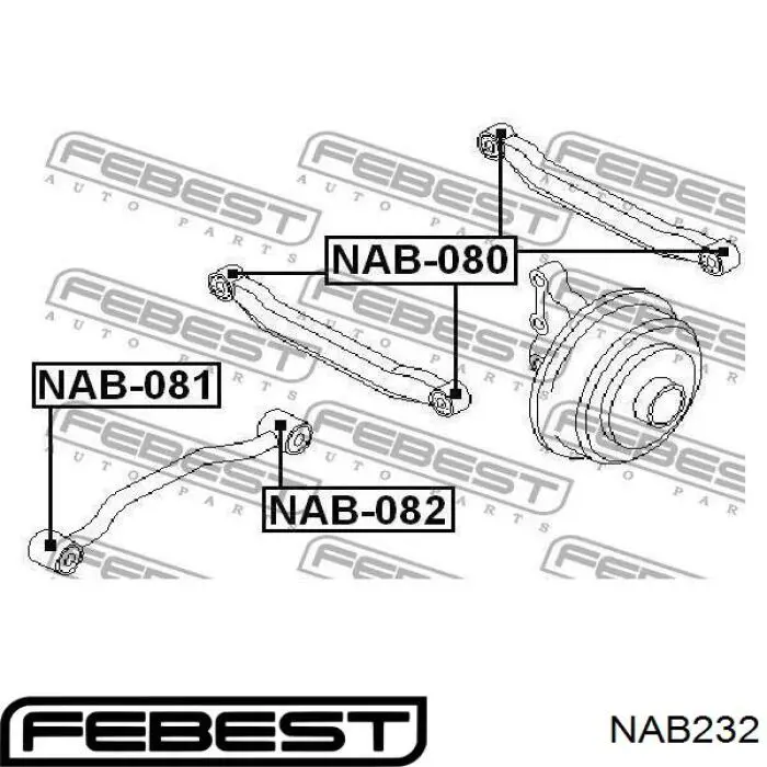 Сайлентблок поперечного заднего рычага Febest NAB232