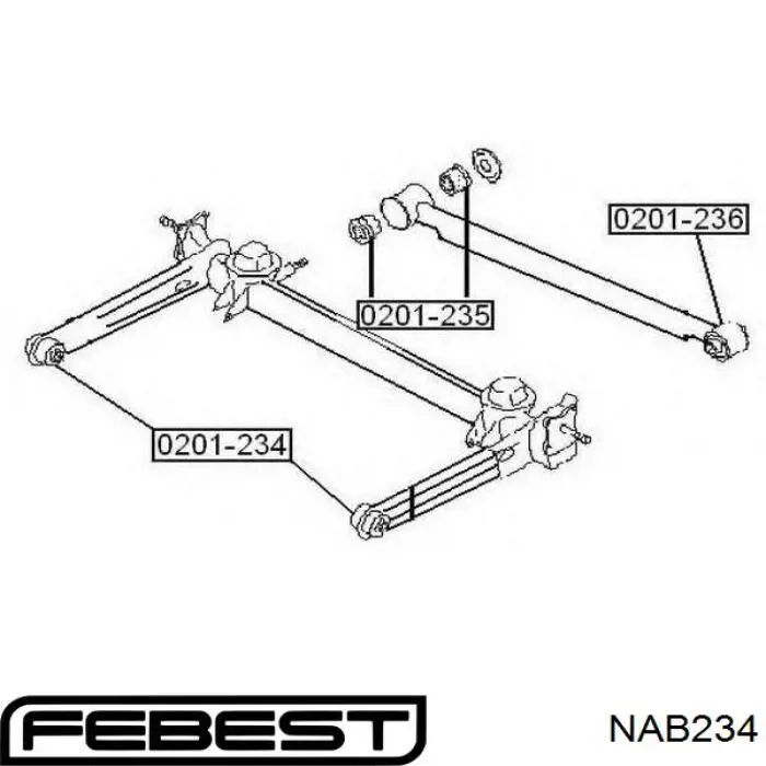 Купить NAB234 Febest Сайлентблок задней балки
