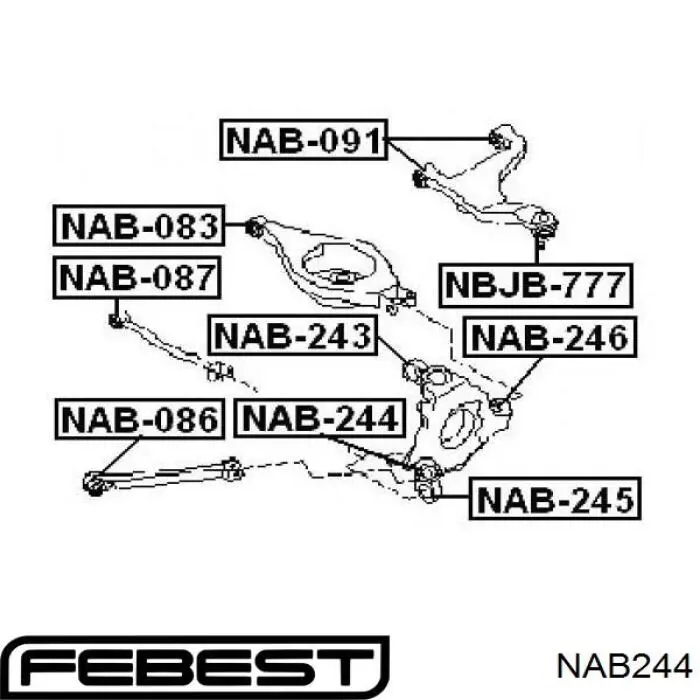 Купить NAB244 Febest Сайлентблок цапфы задней