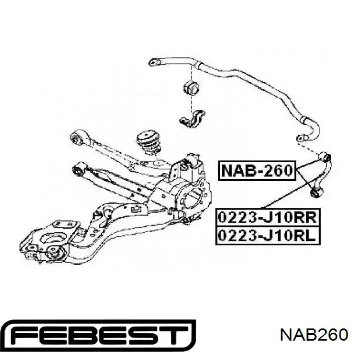 Casquillo del soporte de barra estabilizadora trasera NAB260 Febest