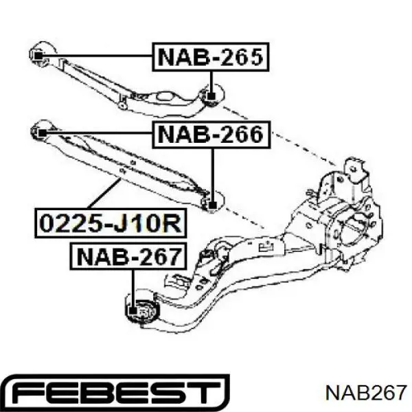 Передний сайлентблок заднего продольного рычага Febest NAB267