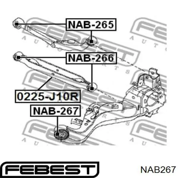 NAB267 Febest Сайлентблоки продольных рычагов передней подвески
