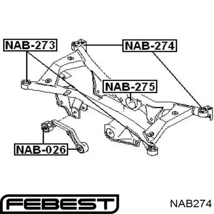 Купить NAB274 Febest Сайлентблок задней балки