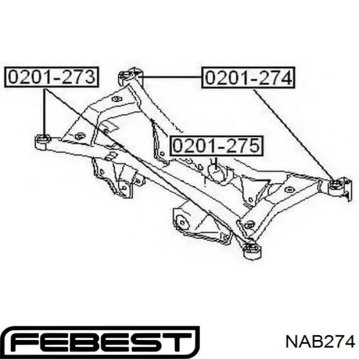Сайлентблок задней балки NAB274 Febest