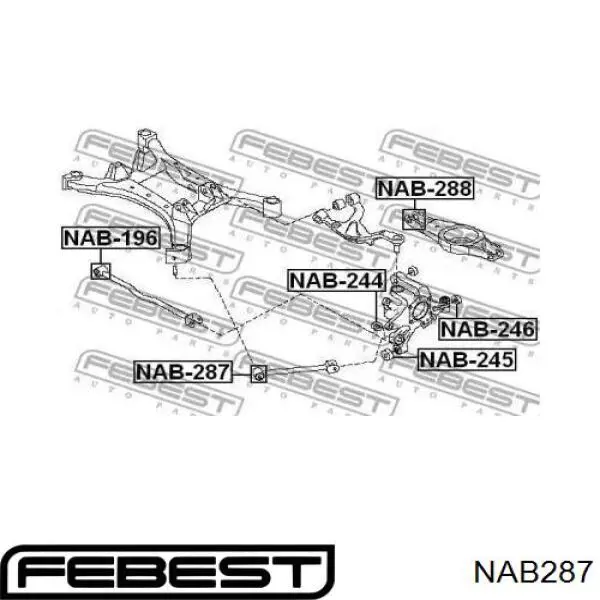 Сайлентблок заднего нижнего рычага FEBEST NAB287