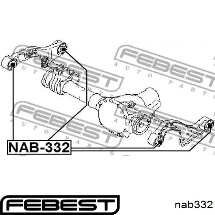 Сайлентблок траверсы крепления переднего редуктора Febest NAB332