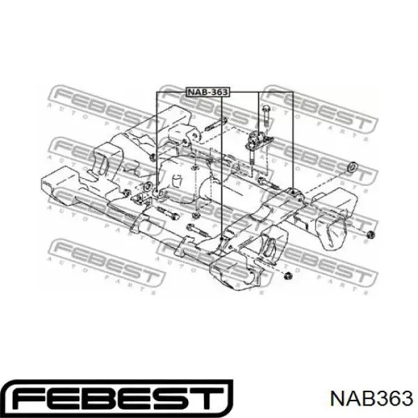 Сайлентблок (подушка) редуктора переднего моста задний Febest NAB363