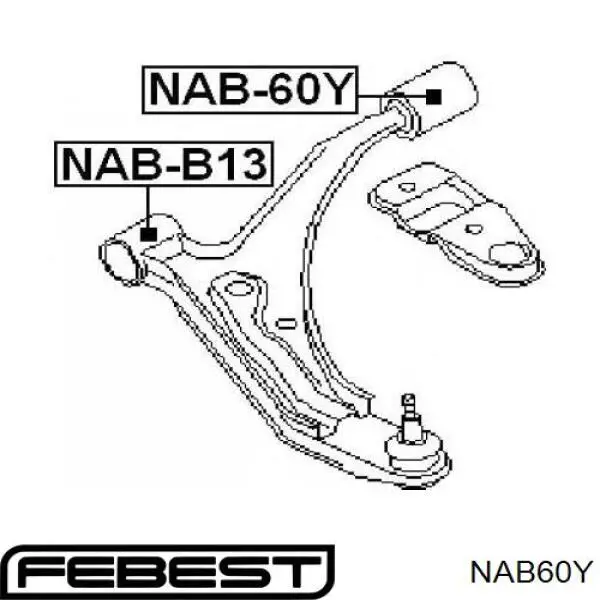 Silentblock de suspensión delantero inferior NAB60Y Febest