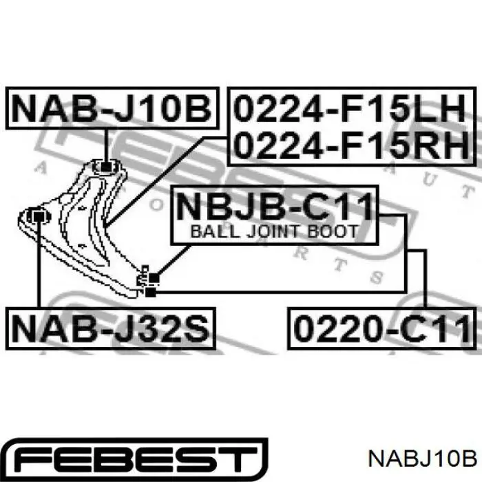 NABJ10B Febest Сайлентблок нижнего переднего рычага