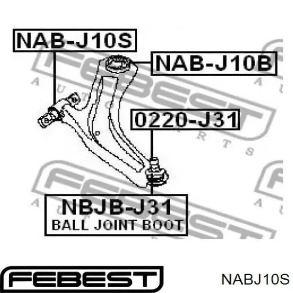 Купить NABJ10S Febest Сайлентблок нижний передней подвески