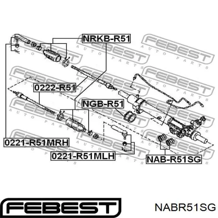NAB-R51SG Febest сайлентблок крепления рулевой рейки
