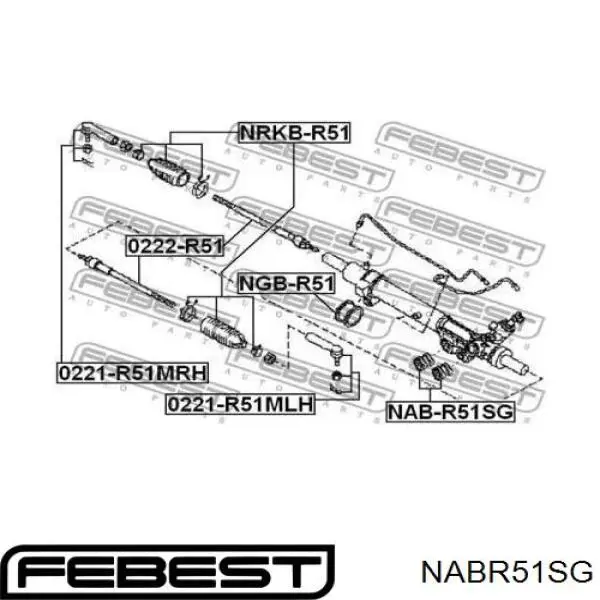Silentblock de montaje del caja De Direccion NABR51SG Febest