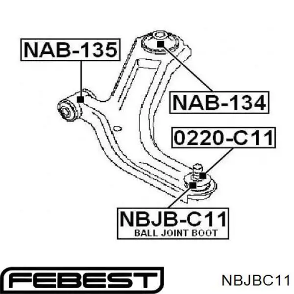 Купить NBJBC11 Febest Пыльник опоры шаровой нижней