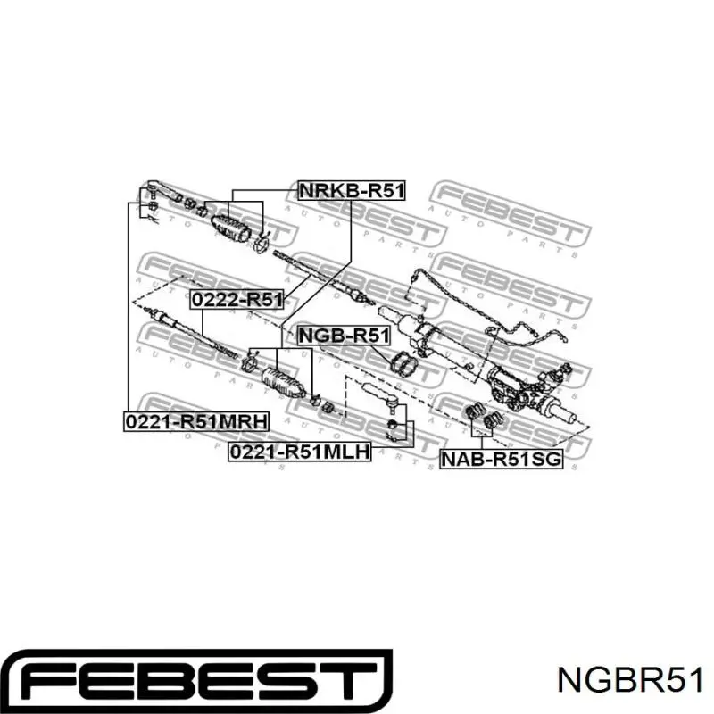 Suspensión, mecanismo de dirección NGBR51 Febest
