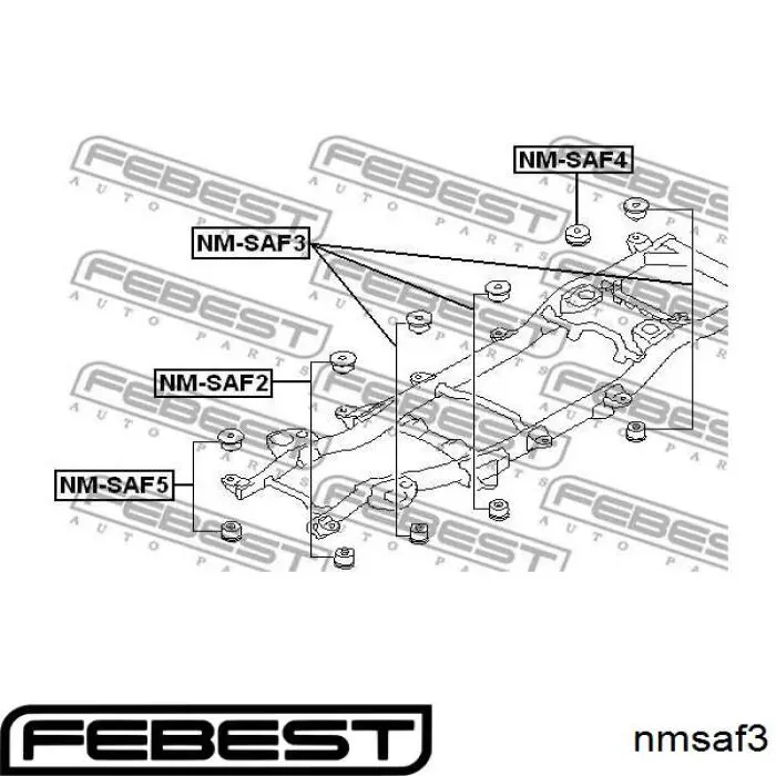 Подушка рамы (крепления кузова) Febest NMSAF3